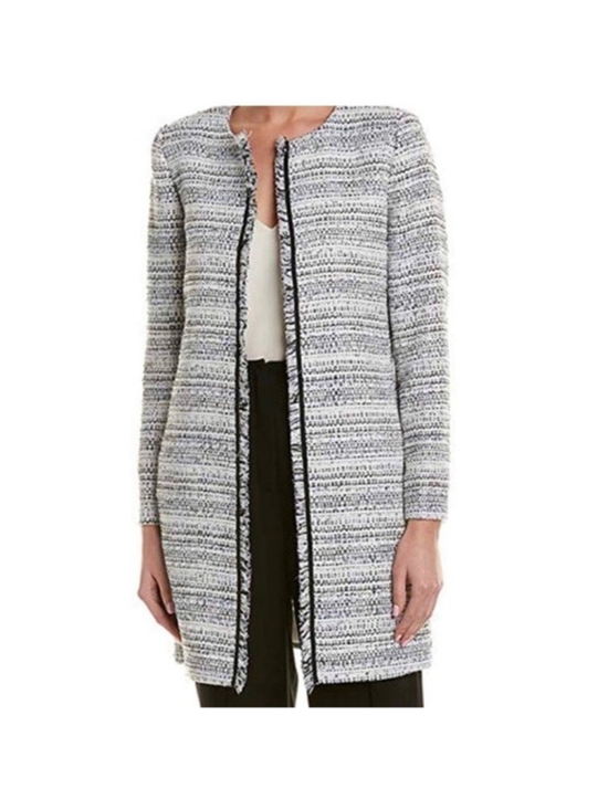 Tahari Jackets & Blazers - Tahari wool blend twill frayed detail tynic length open blazer sz 14 old money